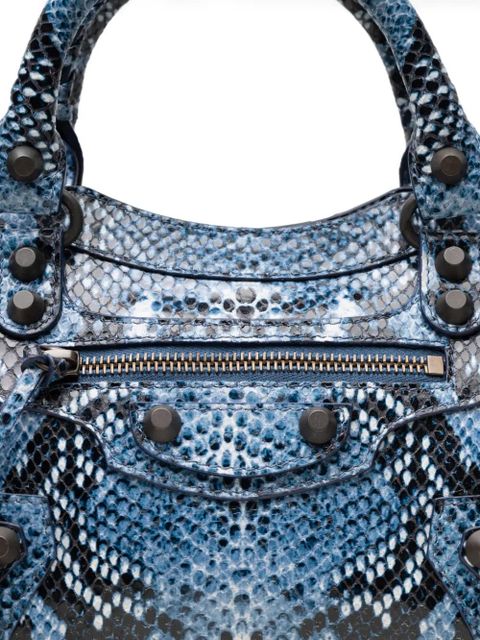 Balenciaga mini City snakeskin-effect tote bag - Blue