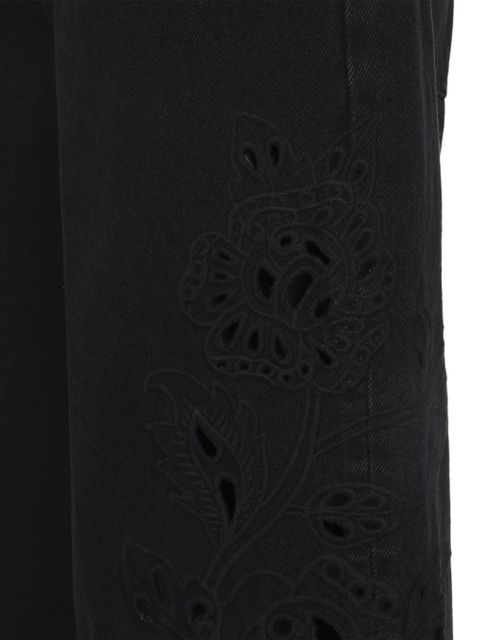 FARM Rio floral-appliqué five-pockets jeans - Black