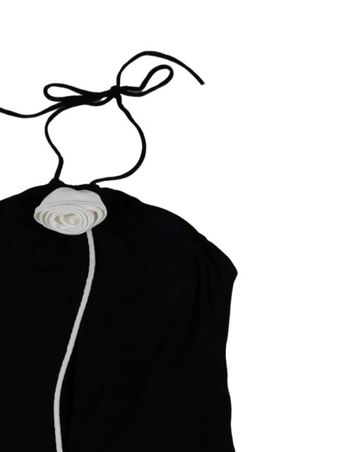 FARM Rio halterneck floral-embellishment mini dress - Black