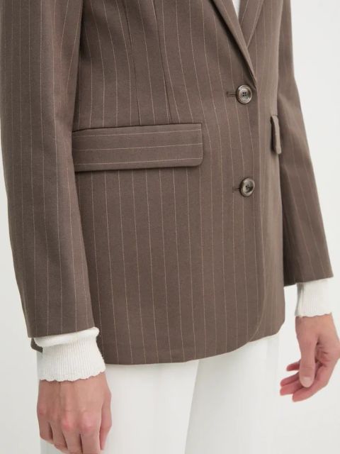 United Colors of Benetton marynarka kolor brązowy jednorzędowa wzorzysta 2KHSDW02H