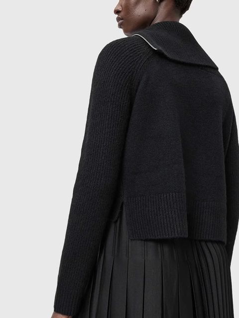 AllSaints sukienka z dodatkiem alpaki kolor czarny maxi prosta W193DD