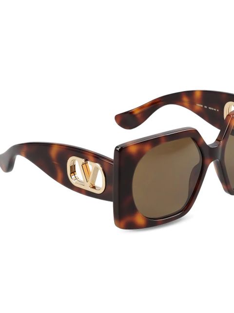 Valentino Garavani VLogo rectangle-frame sunglasses - Brown