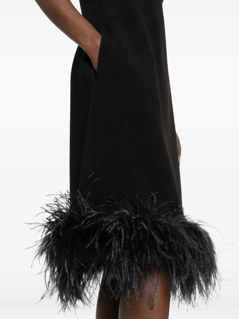 Max Mara feather-hem midi dress - Black