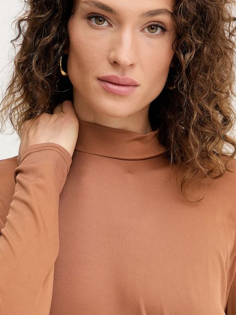 Twinset sukienka kolor brązowy maxi prosta 252TP2024