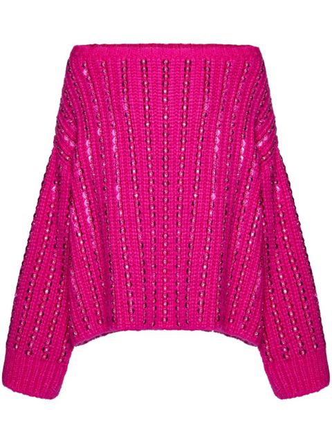 Valentino Garavani embroidered off-shoulder jumper - Pink - zdjęcie produktu nr 1