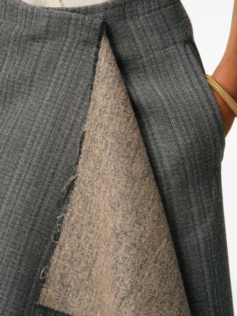 AMI Paris wool herringbone wrap midi skirt - Grey