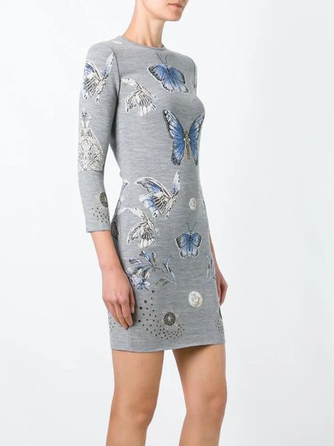 Alexander McQueen butterfly jacquard knit dress - Grey - zdjęcie produktu nr 2