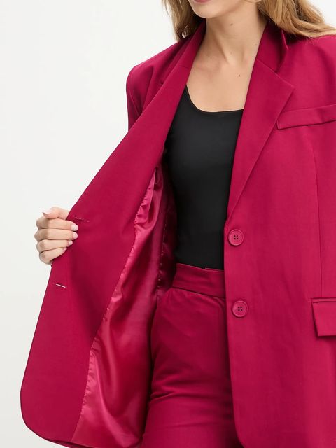 Answear Lab marynarka kolor różowy jednorzędowa gładka
