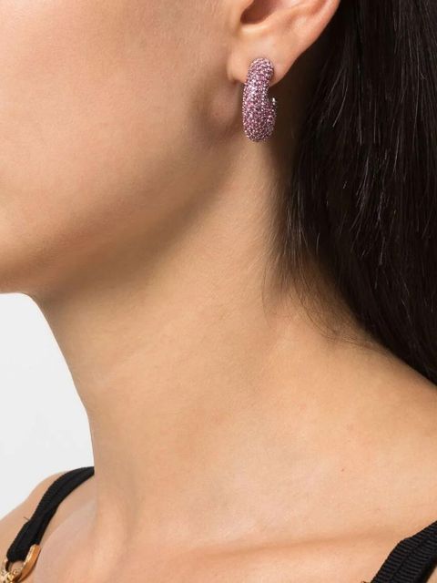 Amina Muaddi Cameron crystal-embellished hoop earrings - Silver - zdjęcie produktu nr 2
