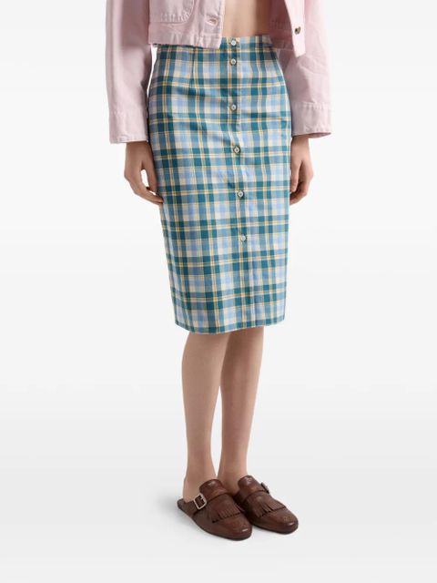 Prada plaid cotton pencil skirt - Blue