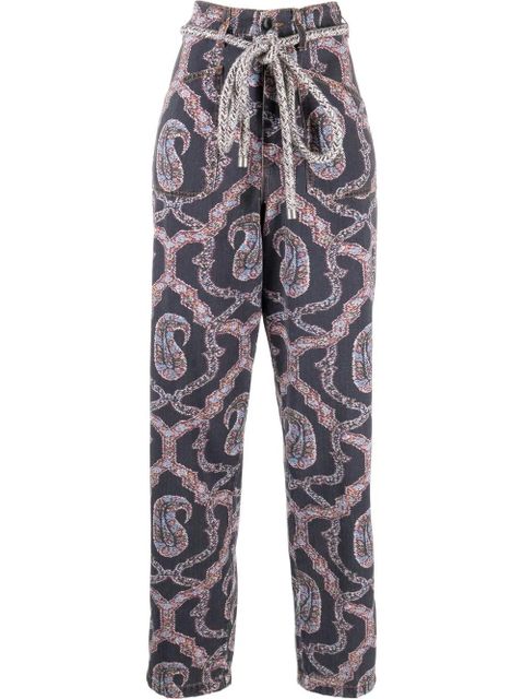 ETRO abstract-pattern tapered-leg trousers - Blue - zdjęcie produktu nr 1