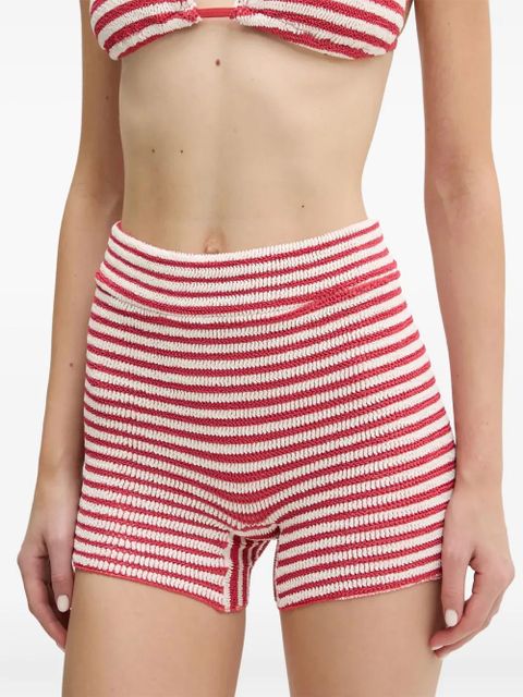 Bond-eye striped high-waisted bikini bottoms - Red - zdjęcie produktu nr 2