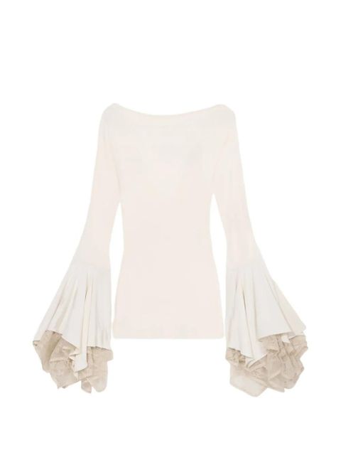 Blumarine lace flared-sleeve mini dress - Neutrals - zdjęcie produktu nr 1