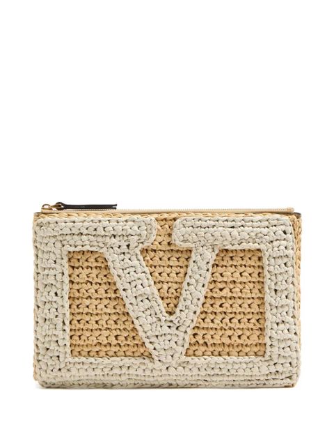 Valentino Garavani Viva Superstar raffia clutch bag - Neutrals - zdjęcie produktu nr 1