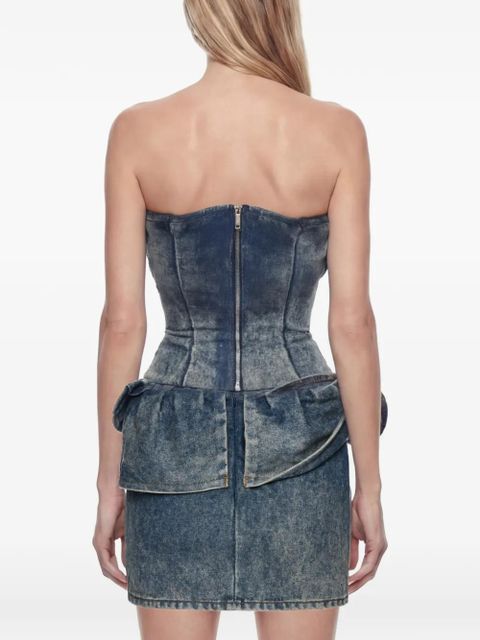 Magda Butrym rose-detail denim corset - Blue