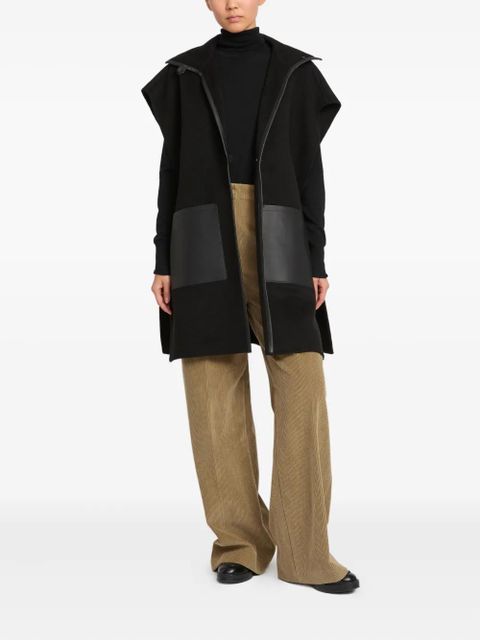 Yves Salomon double-sided leather-wool bib - Black