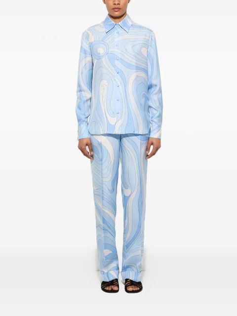 PUCCI Marmo-print silk pants - Blue - zdjęcie produktu nr 2
