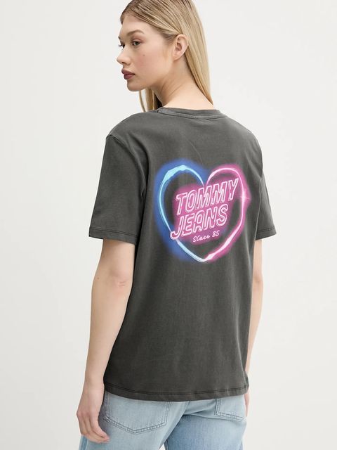 Tommy Jeans t-shirt bawełniany damski kolor szary DW0DW21358 - zdjęcie produktu nr 1