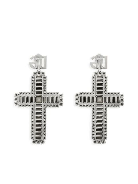 Dolce & Gabbana KIM DOLCE&GABBANA rhinestone-embellished cross earrings - Silver