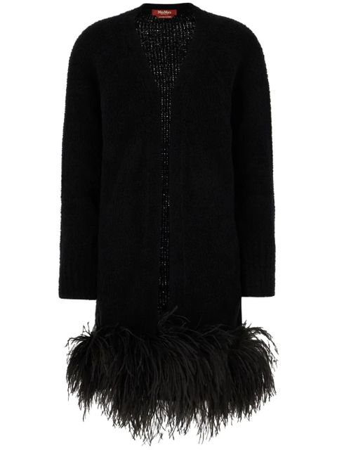 Max Mara feather-trim cardigan - Black - zdjęcie produktu nr 1