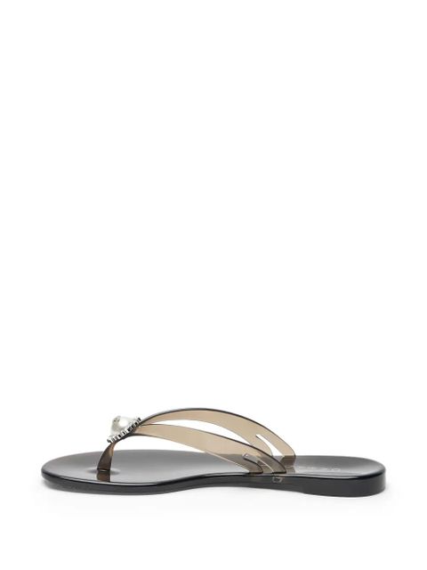 Casadei pearl embellished flip-flops - Black