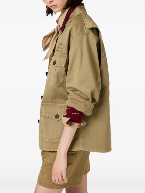 Miu Miu garment-dyed cotton jacket - Green