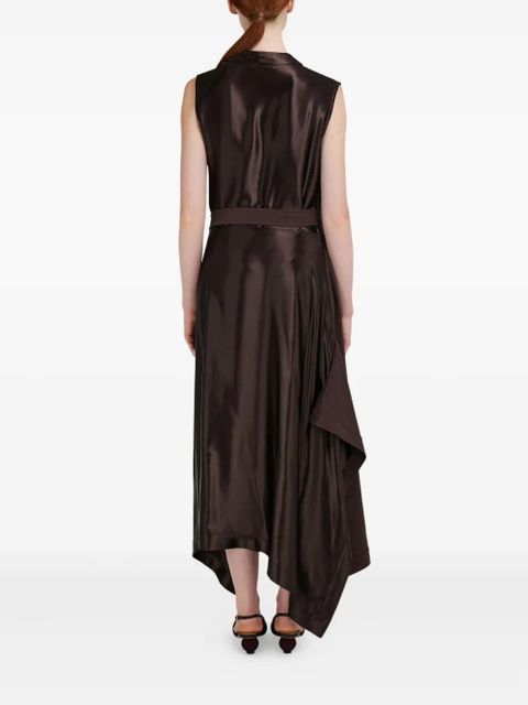 Ferragamo cowl-neck satin-panel dress - Brown