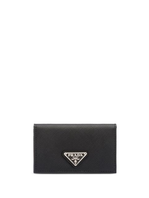 Prada triangle-logo leather cardholder - Black - zdjęcie produktu nr 1
