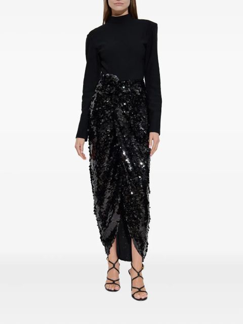 ROTATE BIRGER CHRISTENSEN knot-detail sequin maxi dress - Black - zdjęcie produktu nr 2