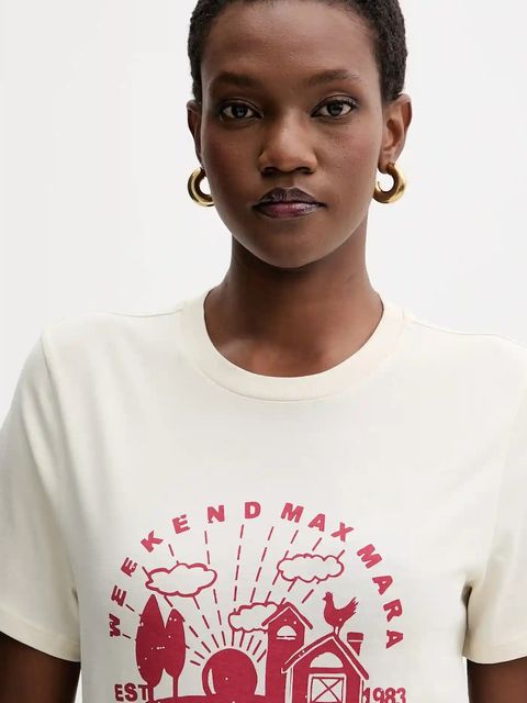 Weekend Max Mara t-shirt bawełniany CLOWN damski kolor beżowy 2525976012600