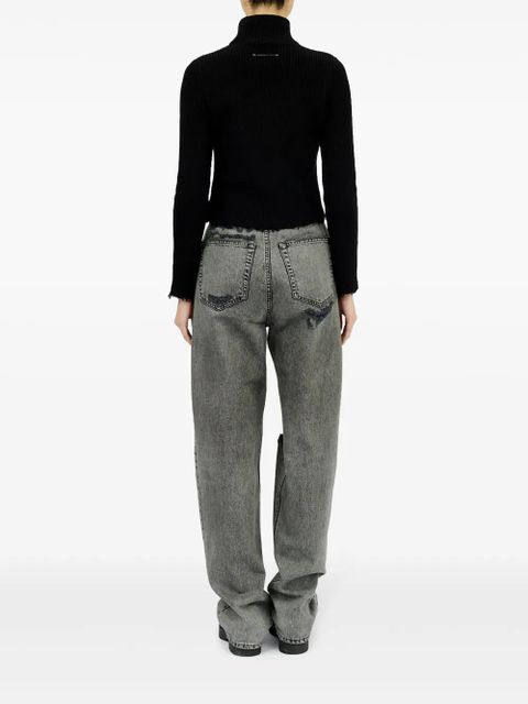 MM6 Maison Margiela ribbed cotton zip-up cardigan - Black