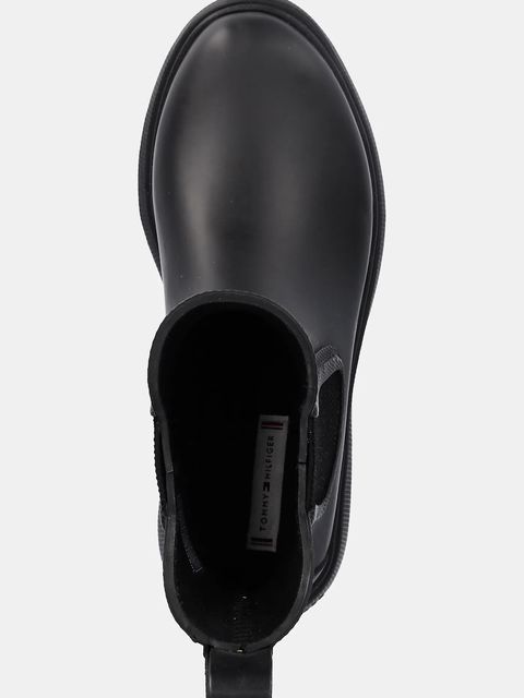 Tommy Hilfiger kalosze RUBBER FLAG CLEATED RAINBOOT damskie kolor czarny FW0FW08637