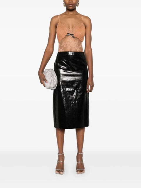 Self-Portrait dot-pattern mesh bodysuit - Brown - zdjęcie produktu nr 2