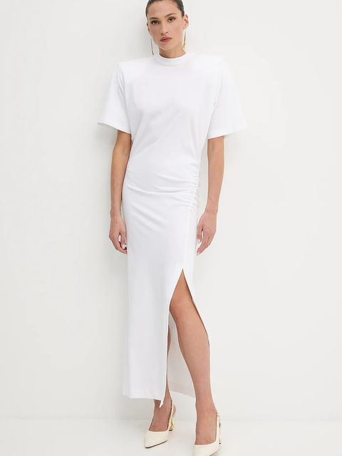 Pinko sukienka bawełniana kolor biały maxi dopasowana 105219 A2M2