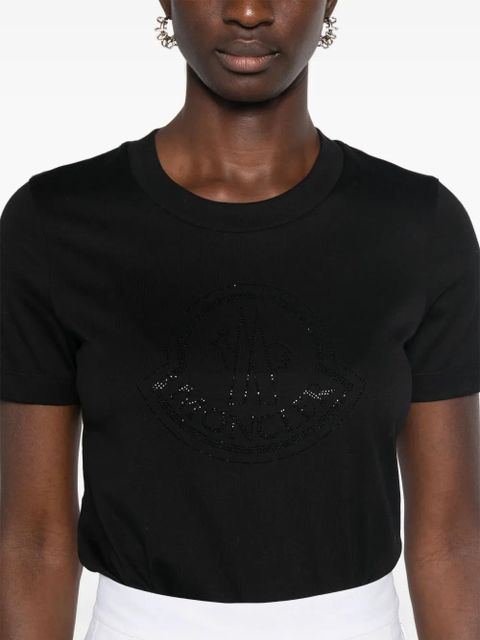 Moncler rhinestone-logo T-shirt - Black