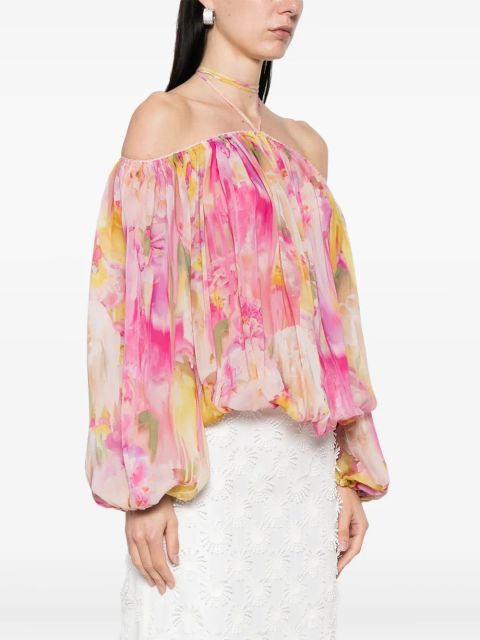 Blumarine floral-print georgette blouse - Pink