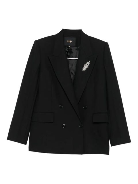 Maje Vayra crystal-embellished double-breasted blazer - Black