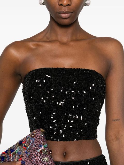 ROTATE BIRGER CHRISTENSEN sequined crop top - Black - zdjęcie produktu nr 2