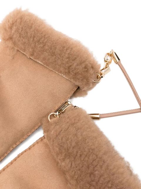 Max Mara faux-shearling trimmed mittens - Brown - zdjęcie produktu nr 2