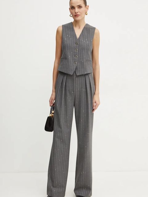 Simona Corsellini spodnie z domieszką wełny kolor szary szerokie high waist A24CPPA014 - zdjęcie produktu nr 2