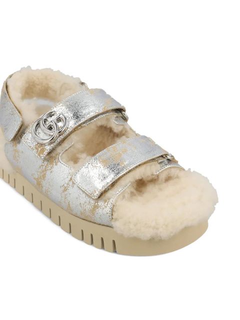 Gucci logo metallic sandals - Silver
