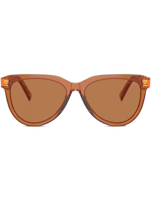 Miu Miu Eyewear logo-lettering sunglasses - Brown - zdjęcie produktu nr 1