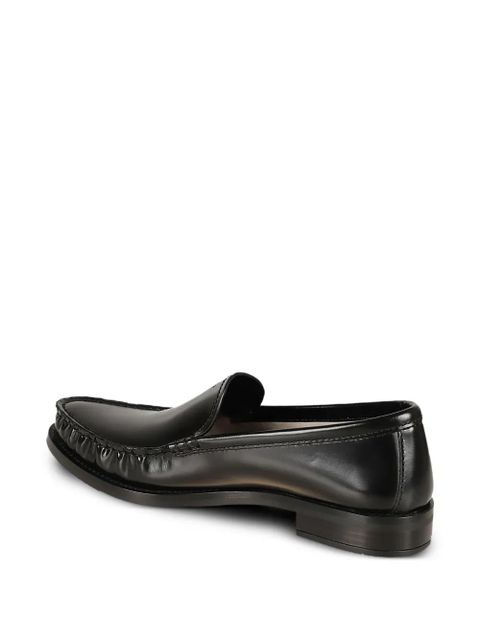 Prada logo lettering brushed leather loafers - Black