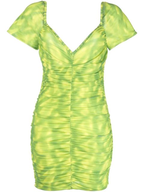 ROTATE BIRGER CHRISTENSEN tie-dye ruched minidress - Green - zdjęcie produktu nr 1
