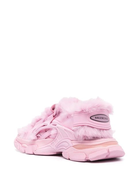 Balenciaga faux-fur Track sandals - Pink