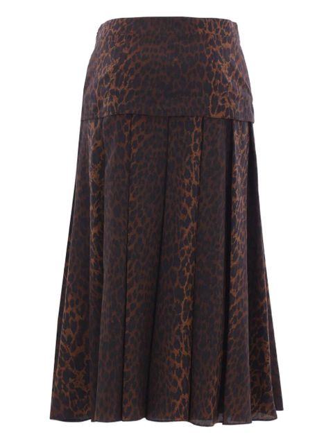 Balenciaga pleated leopard-print skirt - Brown