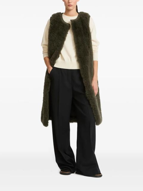 Yves Salomon belted shearling gilet - Green - zdjęcie produktu nr 2