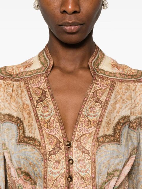 ZIMMERMANN Wanderlust plunge midi dress - Neutrals