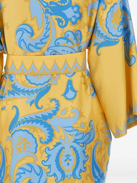 ETRO ornate-print belted robe dress - Yellow