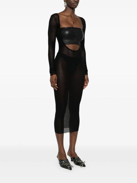 Jean Paul Gaultier flocked-logo mesh midi dress - Black - zdjęcie produktu nr 2